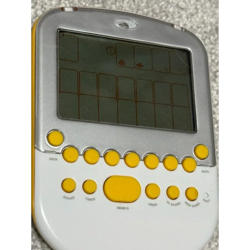 Radica Big Screen Solitaire Backlit Handheld Game Yellow 2008 Tested